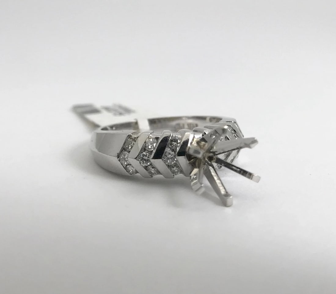 Round Diamond Channel-Set Engagement Ring Setting Mounting 14K White Gold .30 TW - 5