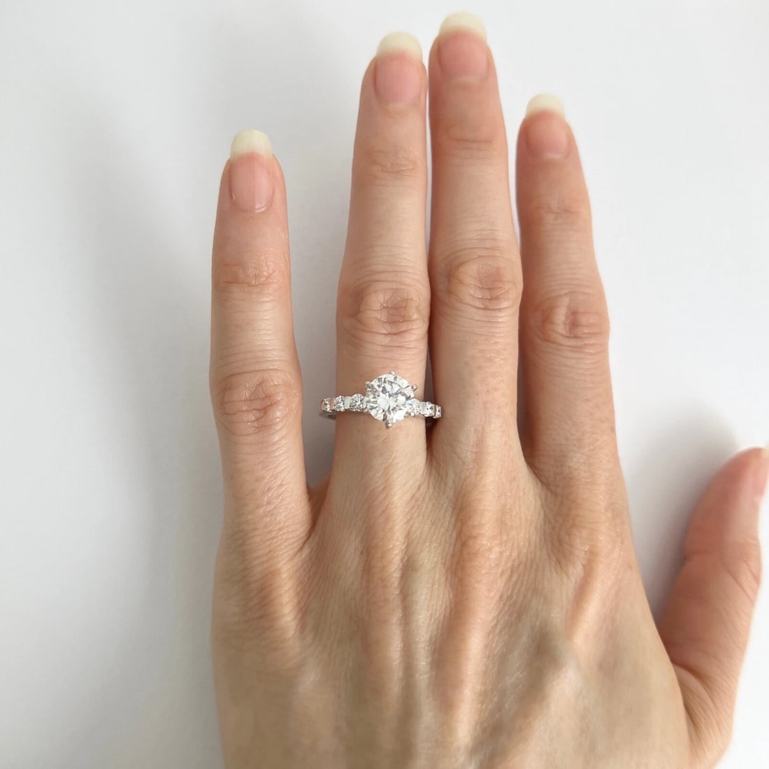 6-Prong Gemlock-Set Diamond Engagement Ring Setting Mounting 14K White Gold - 5