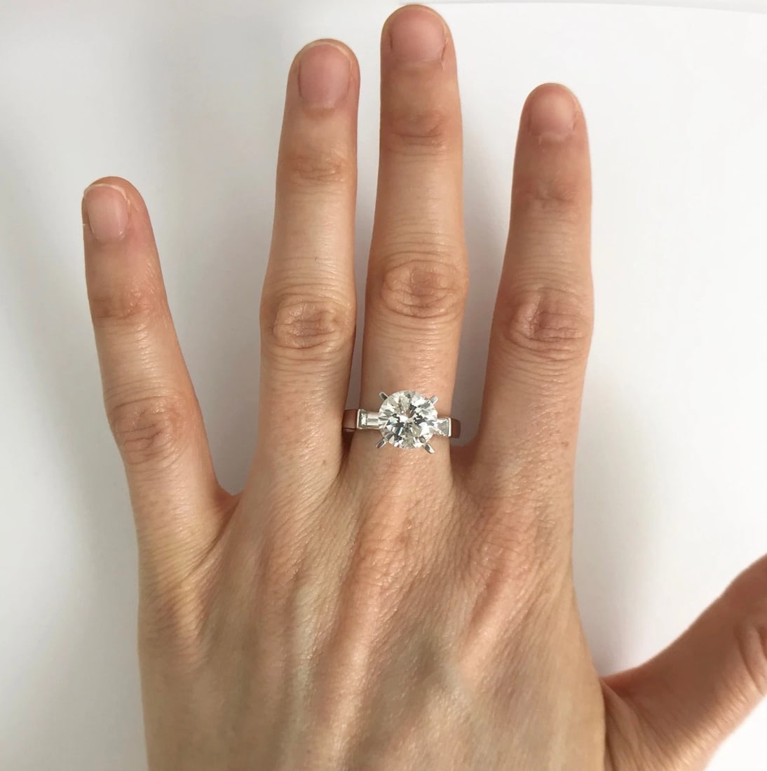 Straight Baguette Diamond Engagement Ring Setting Mounting 18K White Gold 4.94 G - 6