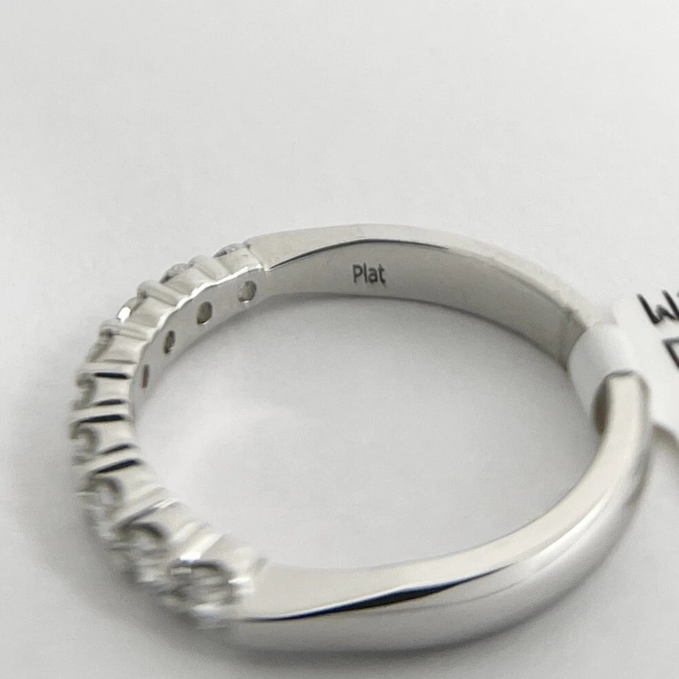 9-Stone Round Diamond Ring Wedding Band Platinum .52 CTW, Size 5 - 10