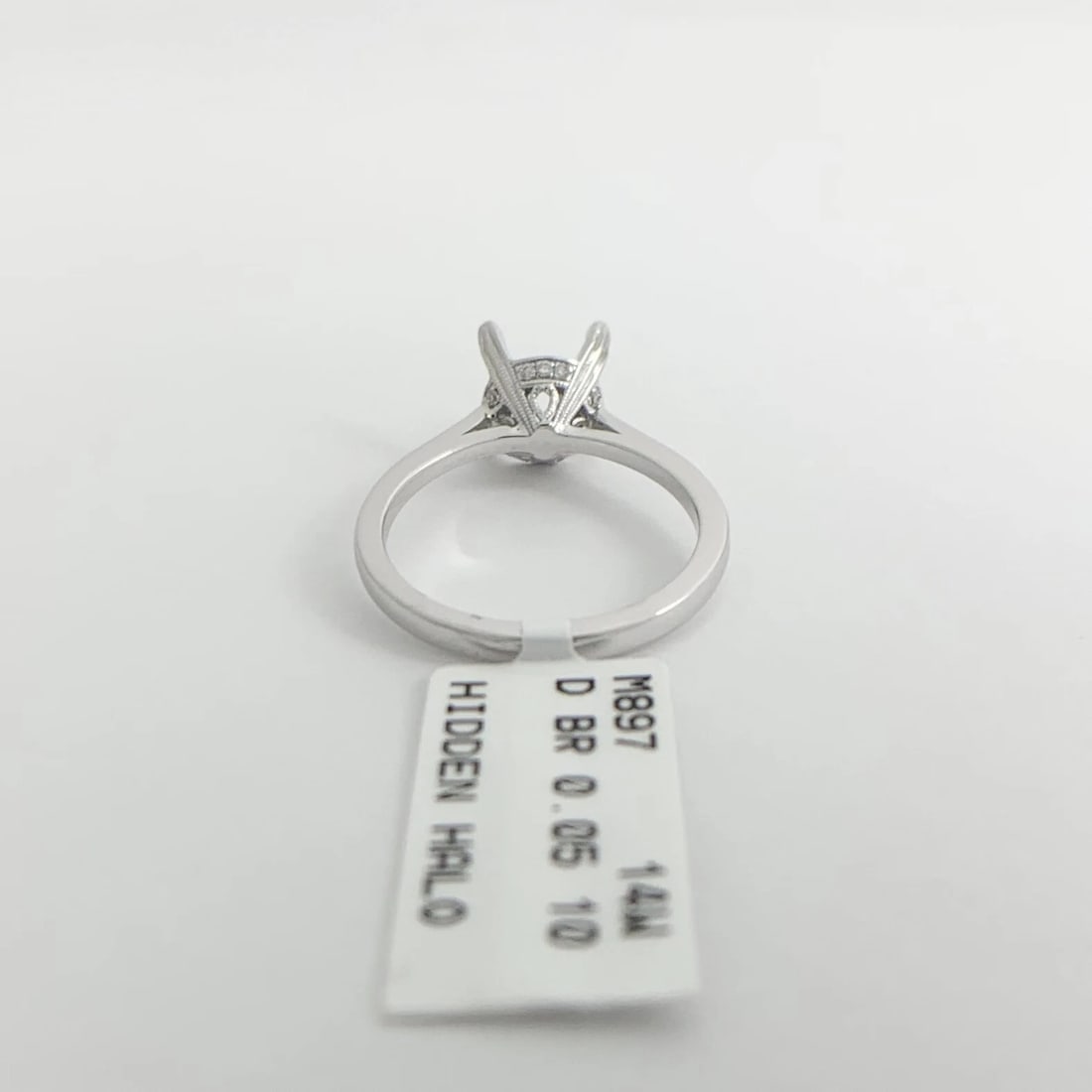 Round Diamond Hidden Halo Engagement Ring Setting Mounting 14K White Gold - 10