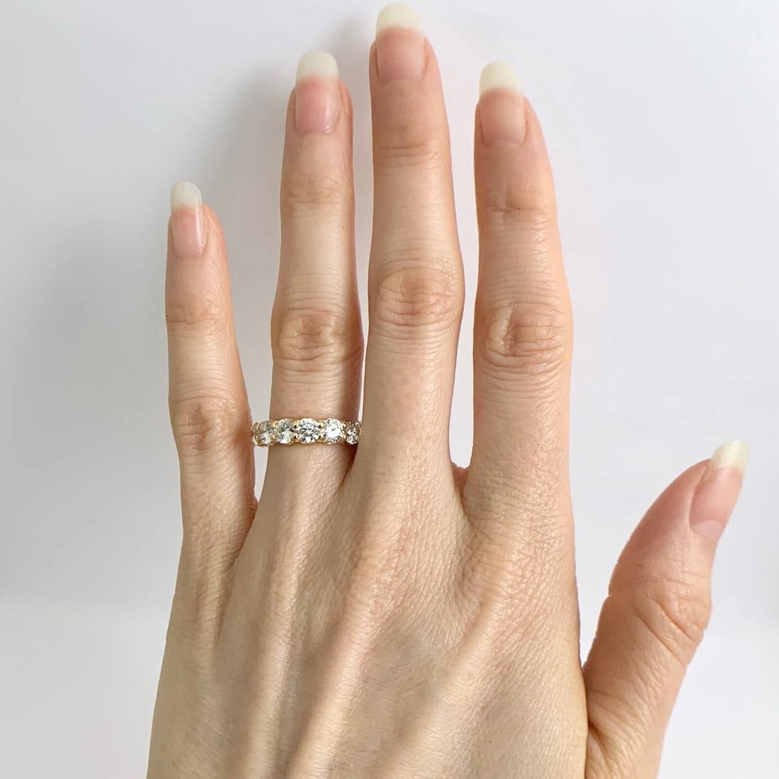 Round Diamond Eternity Ring Wedding Band 14K Yellow Gold, Size 6, 4.03 CTW - 2