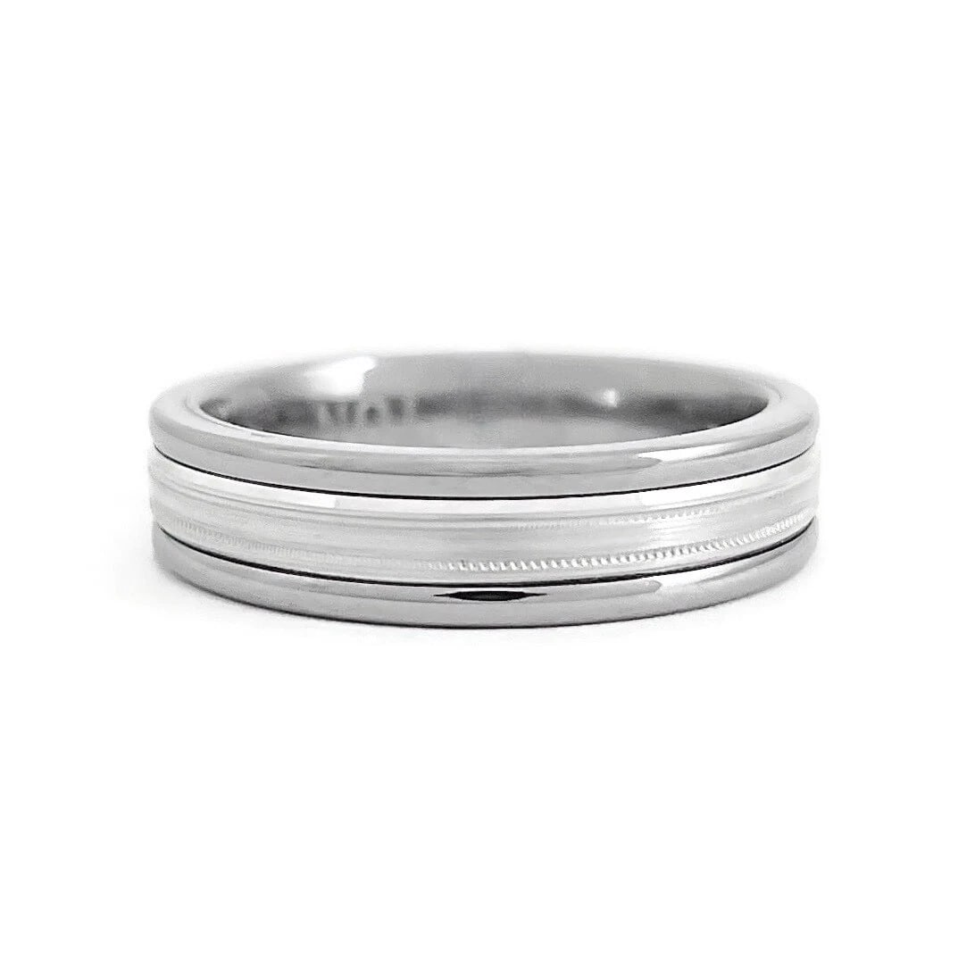 Men's Inlay Wedding Band Ring Tungsten Carbide 14K White Gold, Size 12, 6 mm: Men's Inlay Wedding Band Ring Tungsten Carbide 14K White Gold, Size 12, 6 mm This is a classic men's wedding band. Metal: tungsten carbide with 14K white gold inlay Weight: 13.37 grams Stamped: Tungst