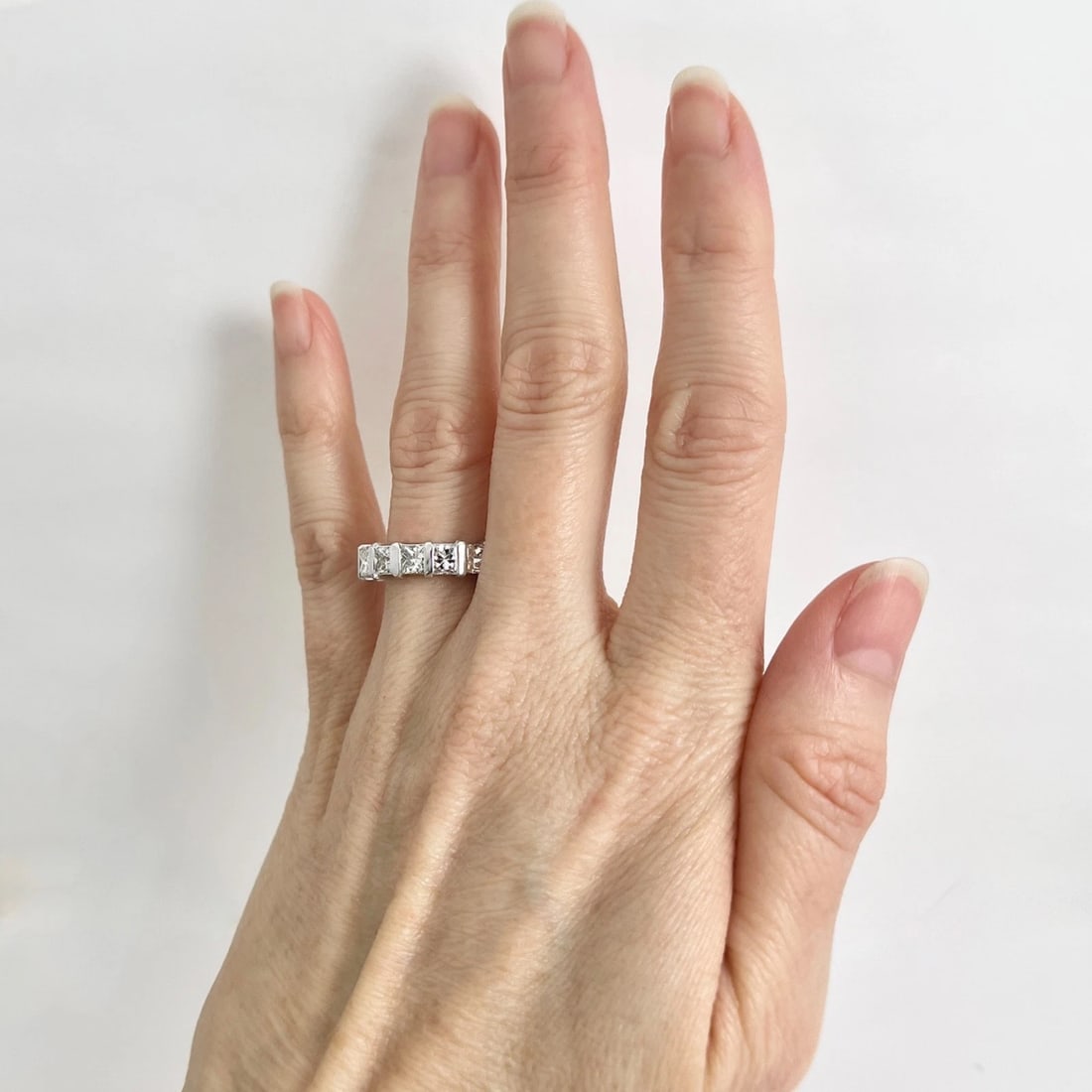 Princess Cut Diamond Gemlock-Set Eternity Ring Platinum, Size 6.25, 6.08 CTW - 2