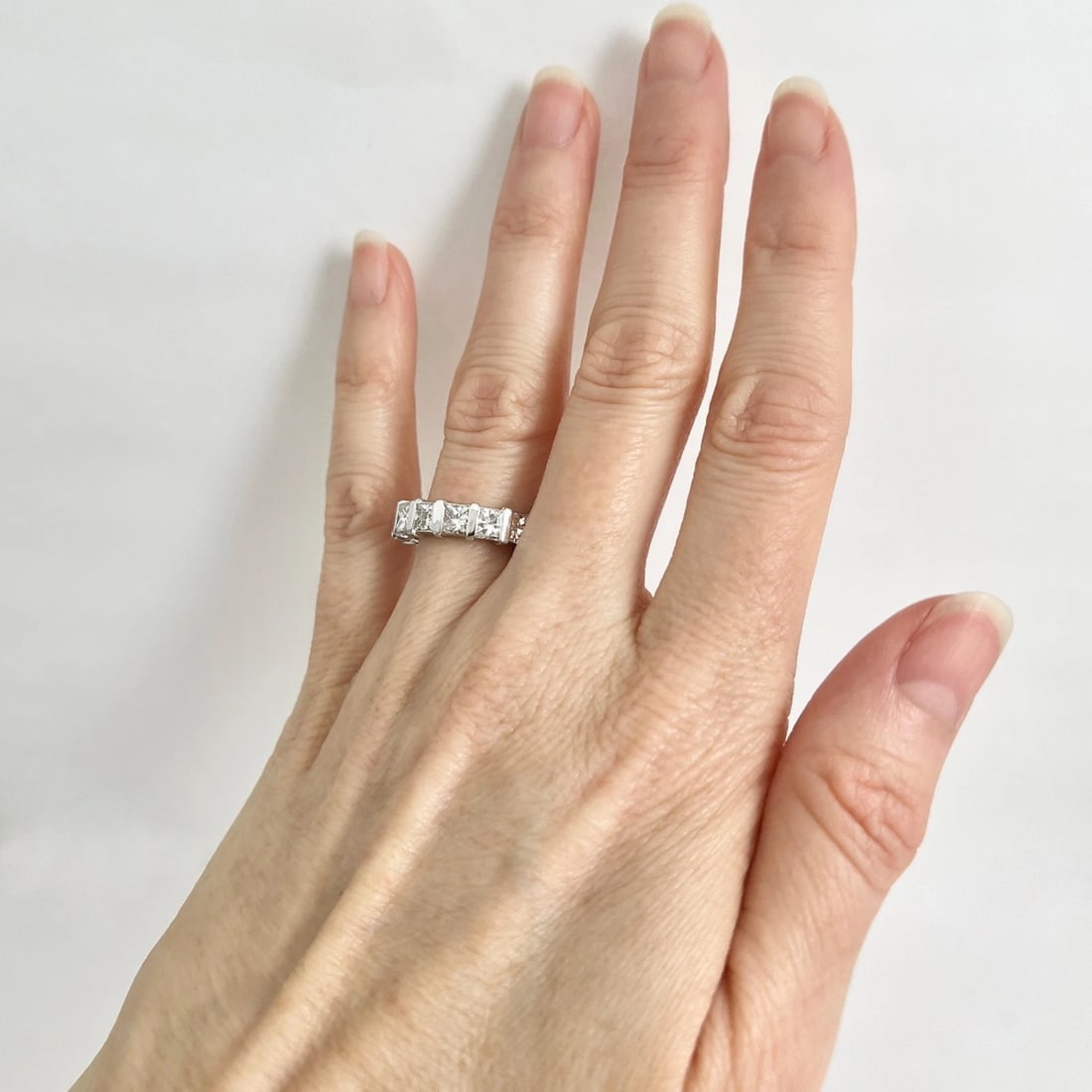 Princess Cut Diamond Gemlock-Set Eternity Ring Platinum, Size 6.25, 6.08 CTW - 3