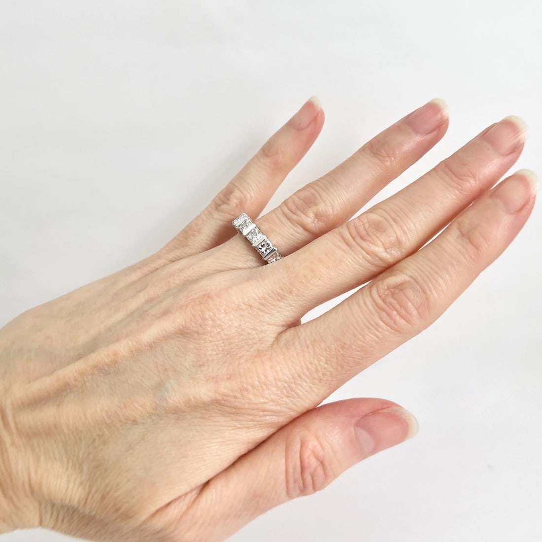 Princess Cut Diamond Gemlock-Set Eternity Ring Platinum, Size 6.25, 6.08 CTW - 4