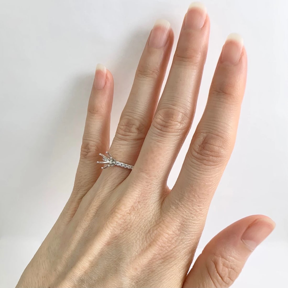 Thin 6-Prong Diamond Engagement Ring Setting Mounting 14K White Gold, .40 CTW - 3