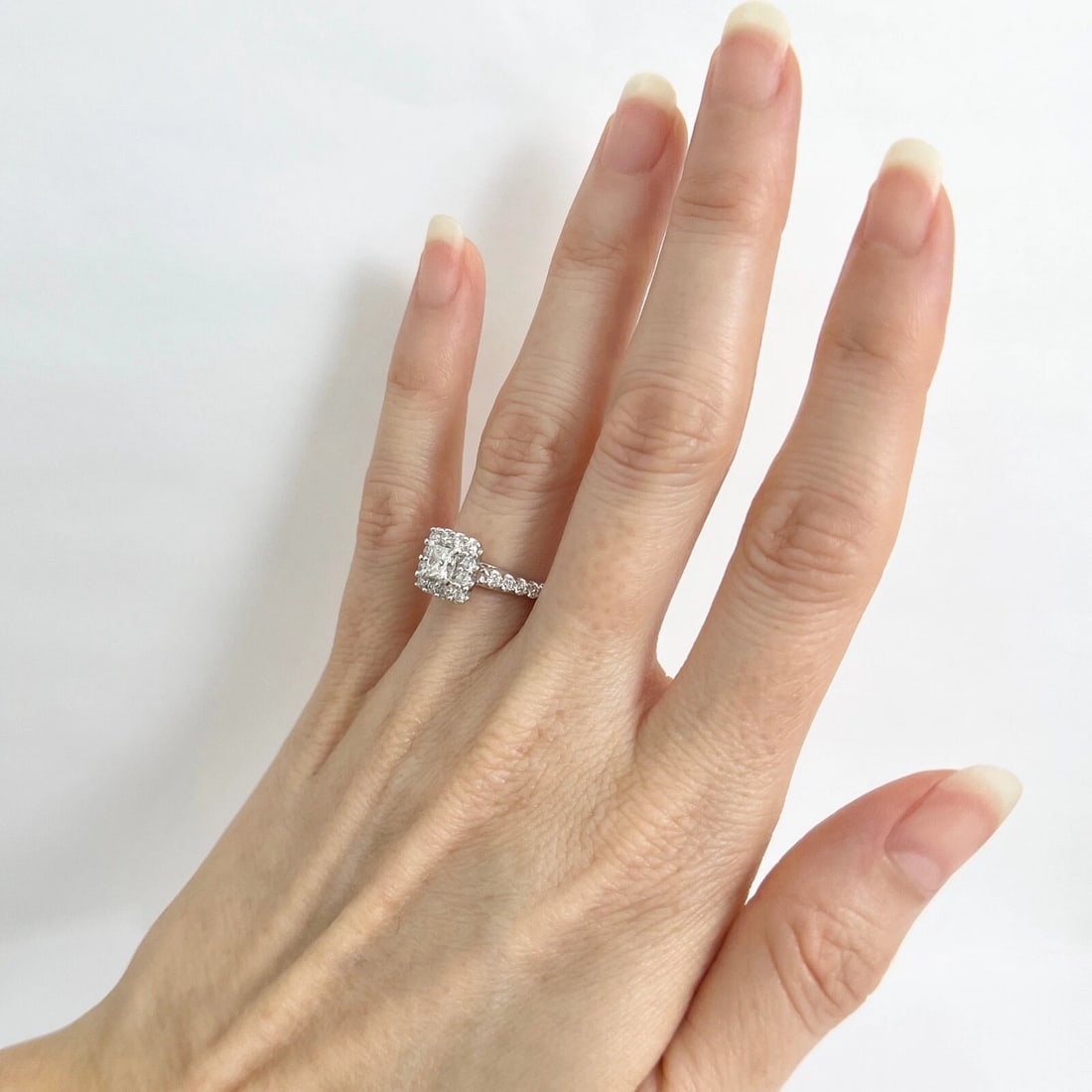 Square Halo Princess Diamond Engagement Ring 14K White Gold, 1.00 CTW, 3.03 Gram - 5