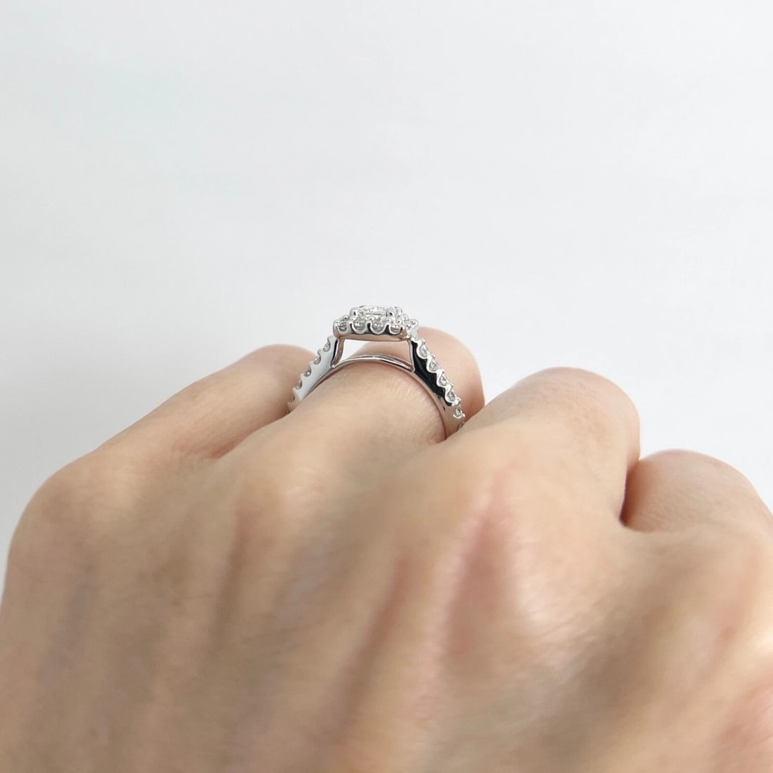 Square Halo Princess Diamond Engagement Ring 14K White Gold, 1.00 CTW, 3.03 Gram - 6