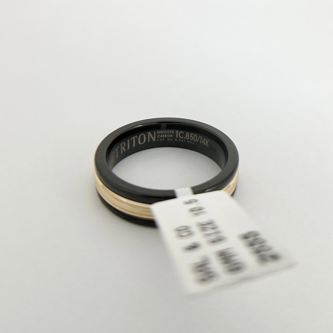 Men's Black Gold Wedding Band Ring 14K Gold Tungsten Carbide, Size 10.5, 6 mm - 7