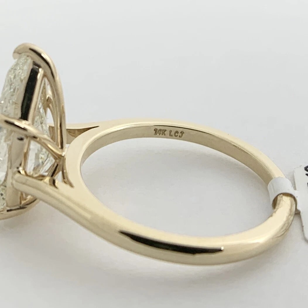 Light Yellow Pear Solitaire Diamond Engagement Ring 14K Yellow Gold, 4.00 CT - 11