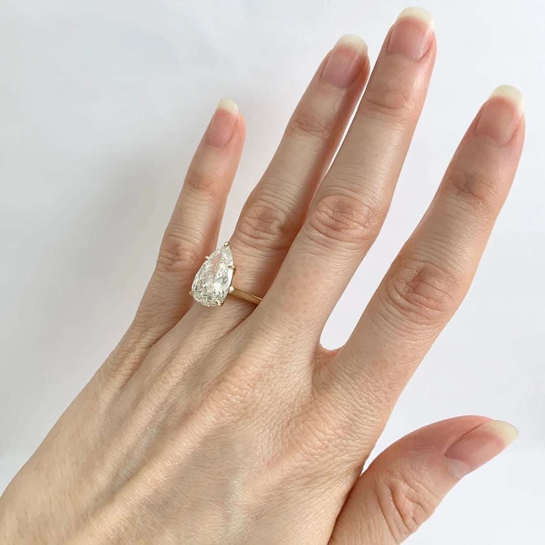 Light Yellow Pear Solitaire Diamond Engagement Ring 14K Yellow Gold, 4.00 CT - 5