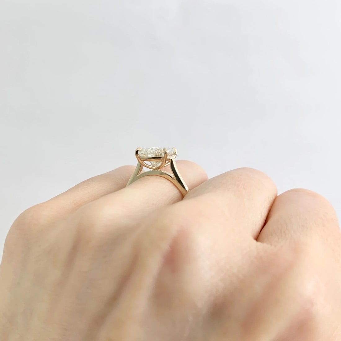 Light Yellow Pear Solitaire Diamond Engagement Ring 14K Yellow Gold, 4.00 CT - 6