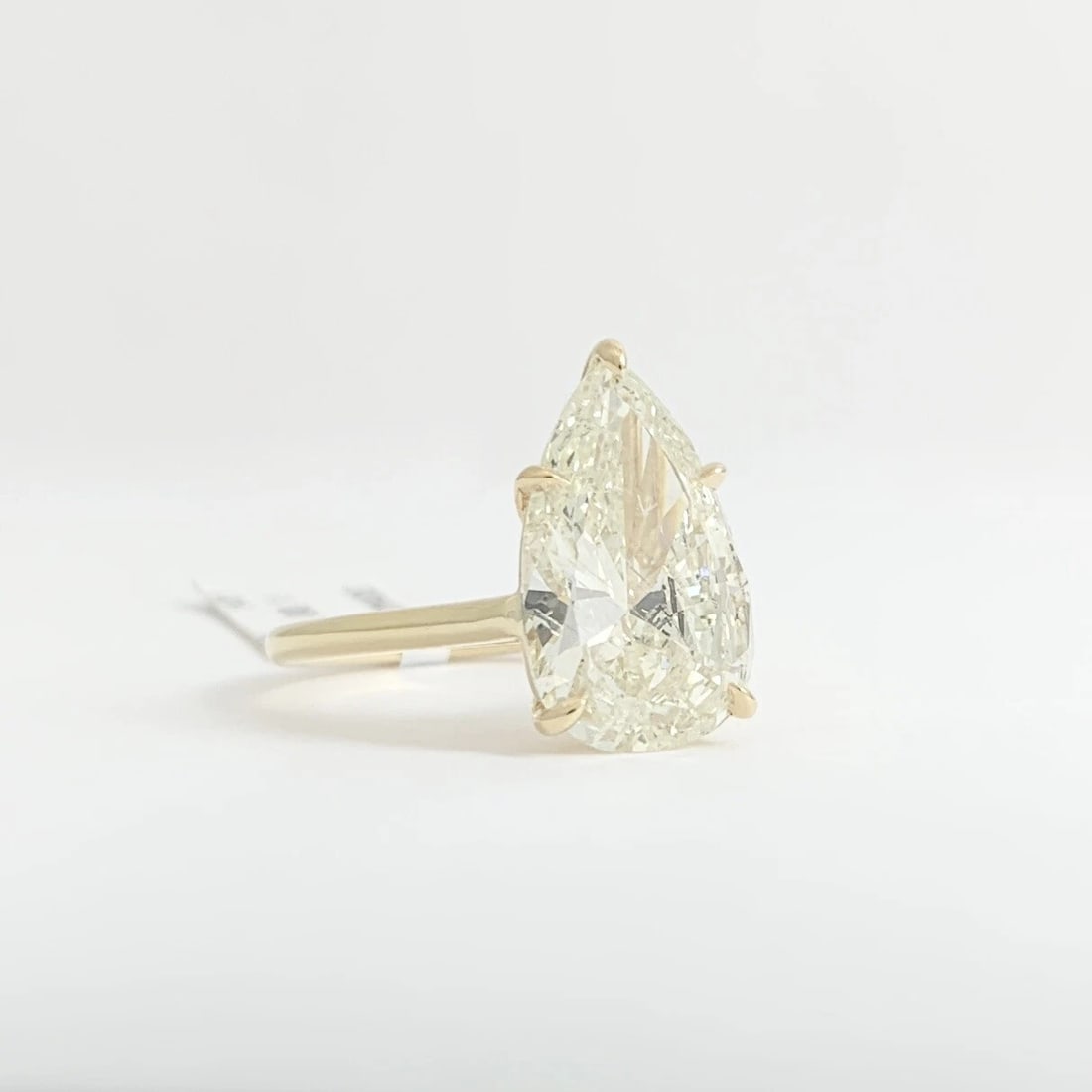 Light Yellow Pear Solitaire Diamond Engagement Ring 14K Yellow Gold, 4.00 CT - 8