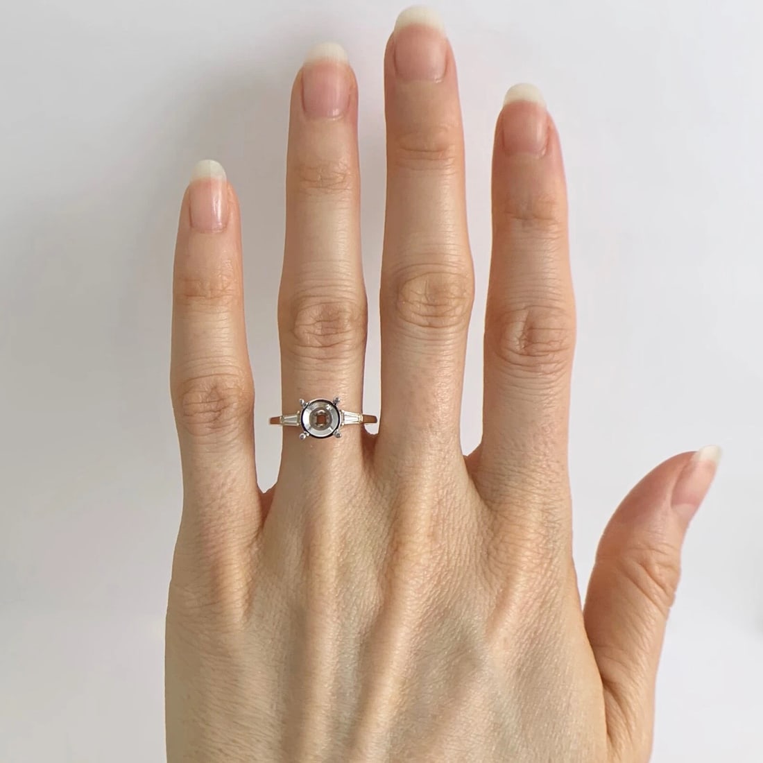 Thin Tapered Baguette Diamond Engagement Ring Setting Mounting 14K Yellow Gold - 2