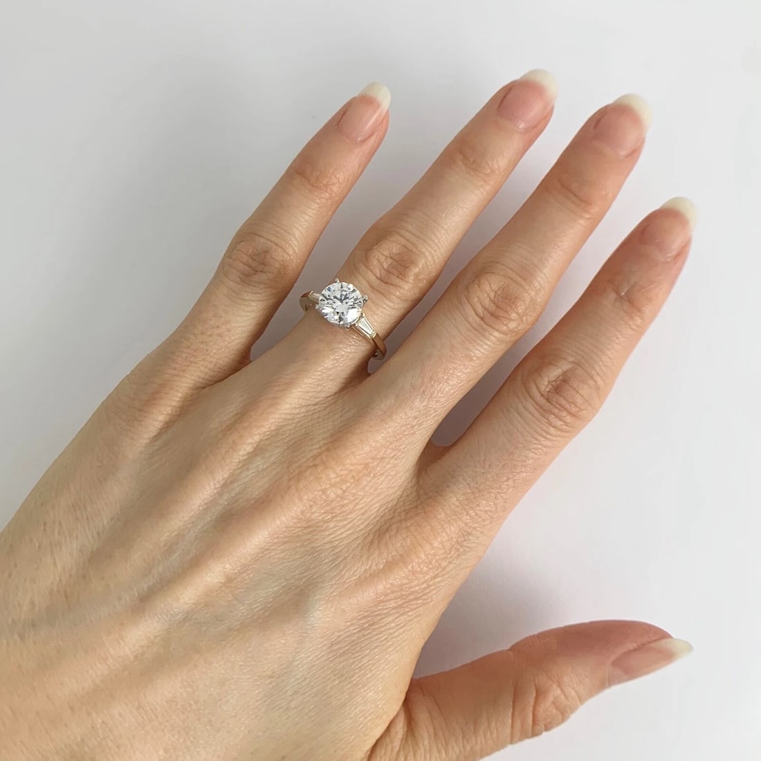 Thin Tapered Baguette Diamond Engagement Ring Setting Mounting 14K Yellow Gold - 5