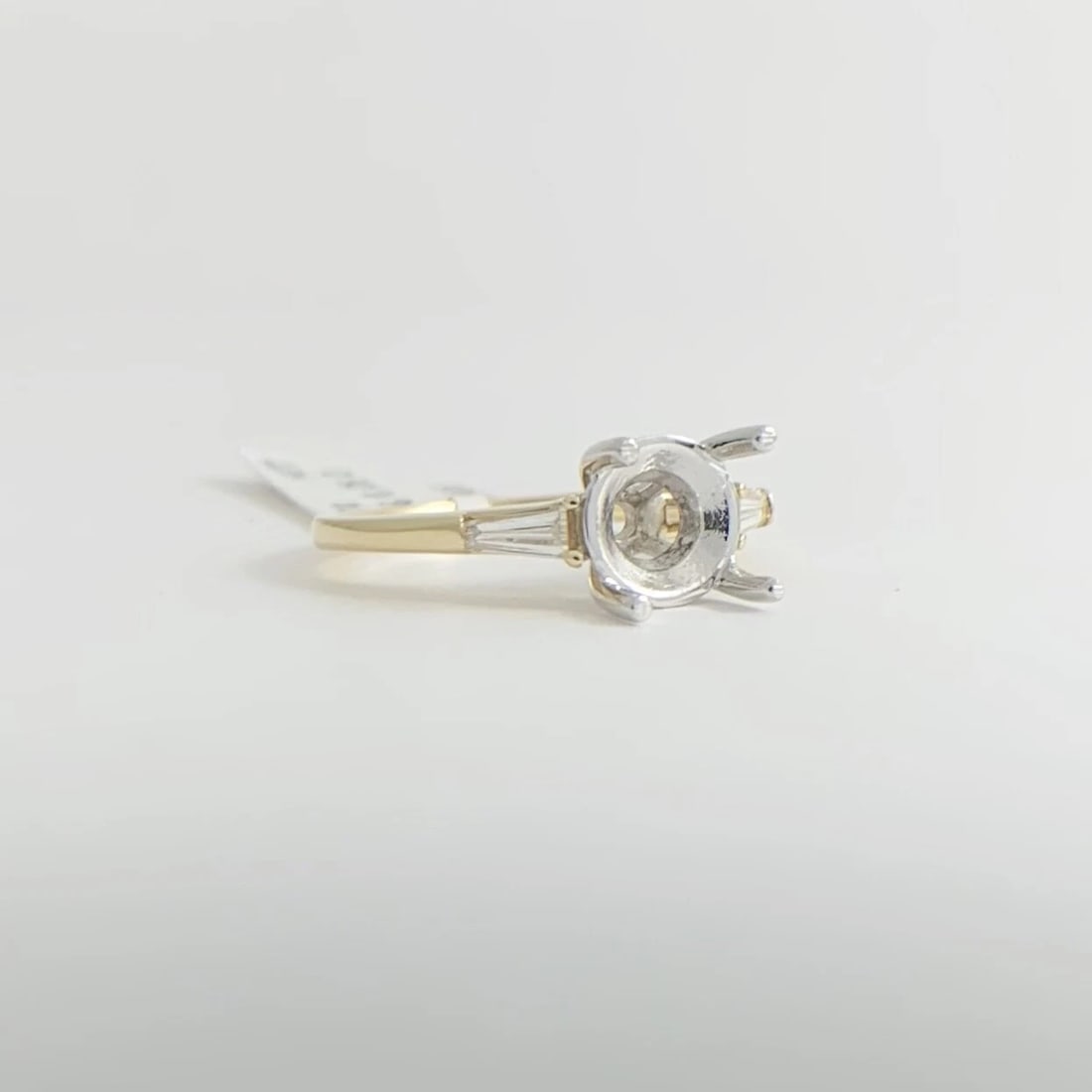 Thin Tapered Baguette Diamond Engagement Ring Setting Mounting 14K Yellow Gold - 8