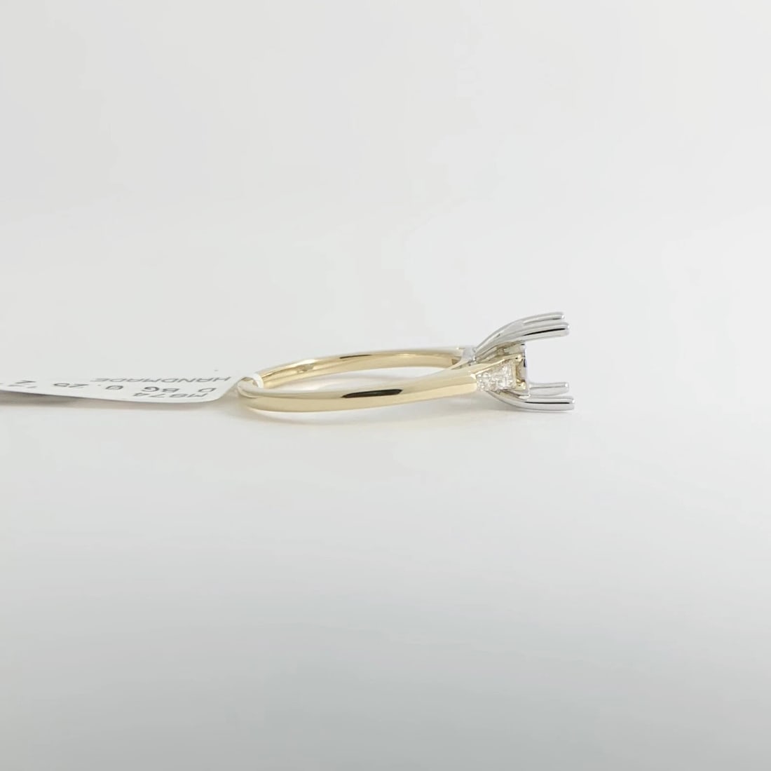 Thin Tapered Baguette Diamond Engagement Ring Setting Mounting 14K Yellow Gold - 9