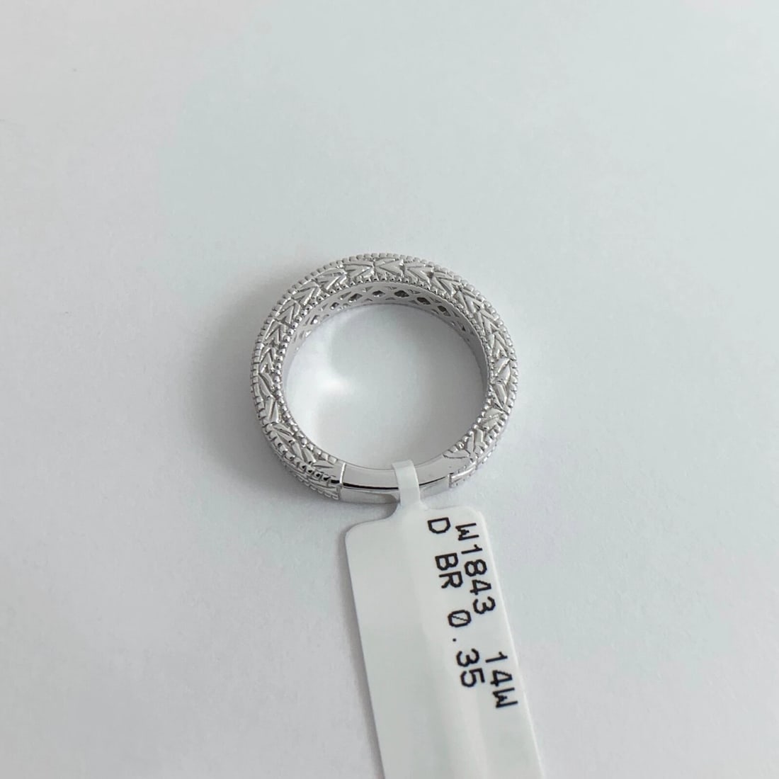 7-Stone Diamond Milgrain Wedding Band Ring 14K White Gold, .35 CTW, 7.06 Gram - 9