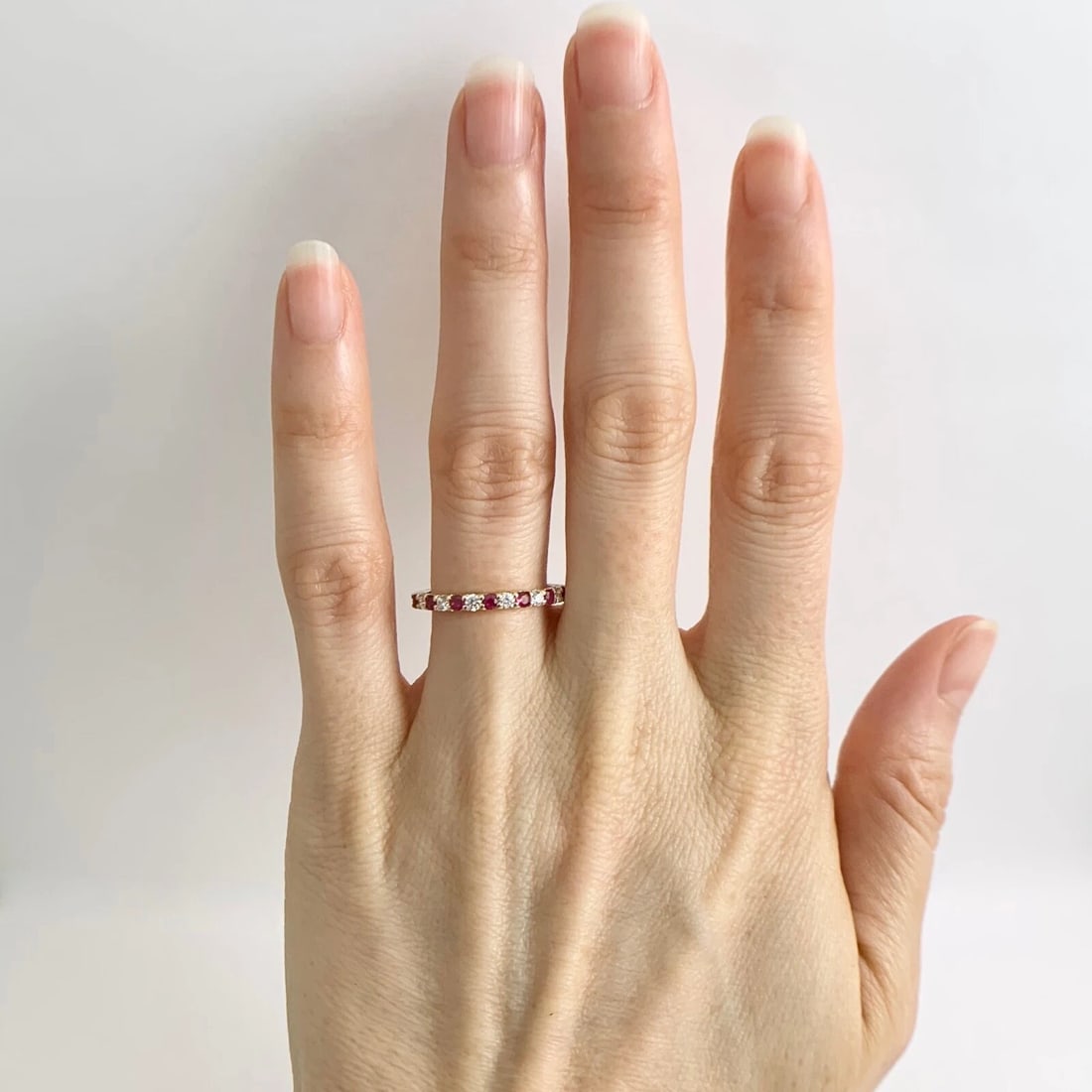 Ruby Diamond Ring Gemstone Wedding Band 14K Yellow Gold, .50 CTW - 2