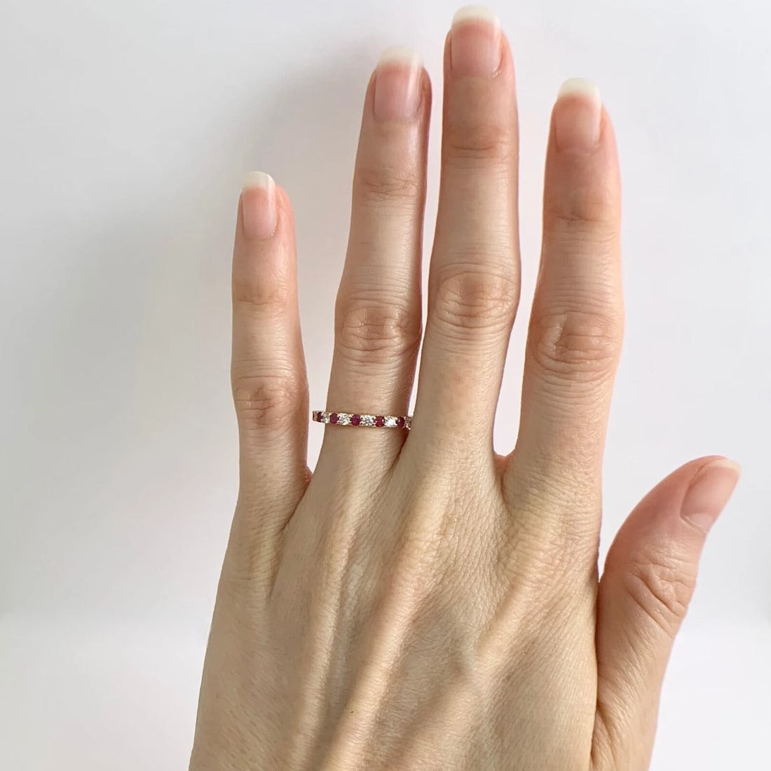 Ruby Diamond Ring Gemstone Wedding Band 14K Yellow Gold, .50 CTW - 3