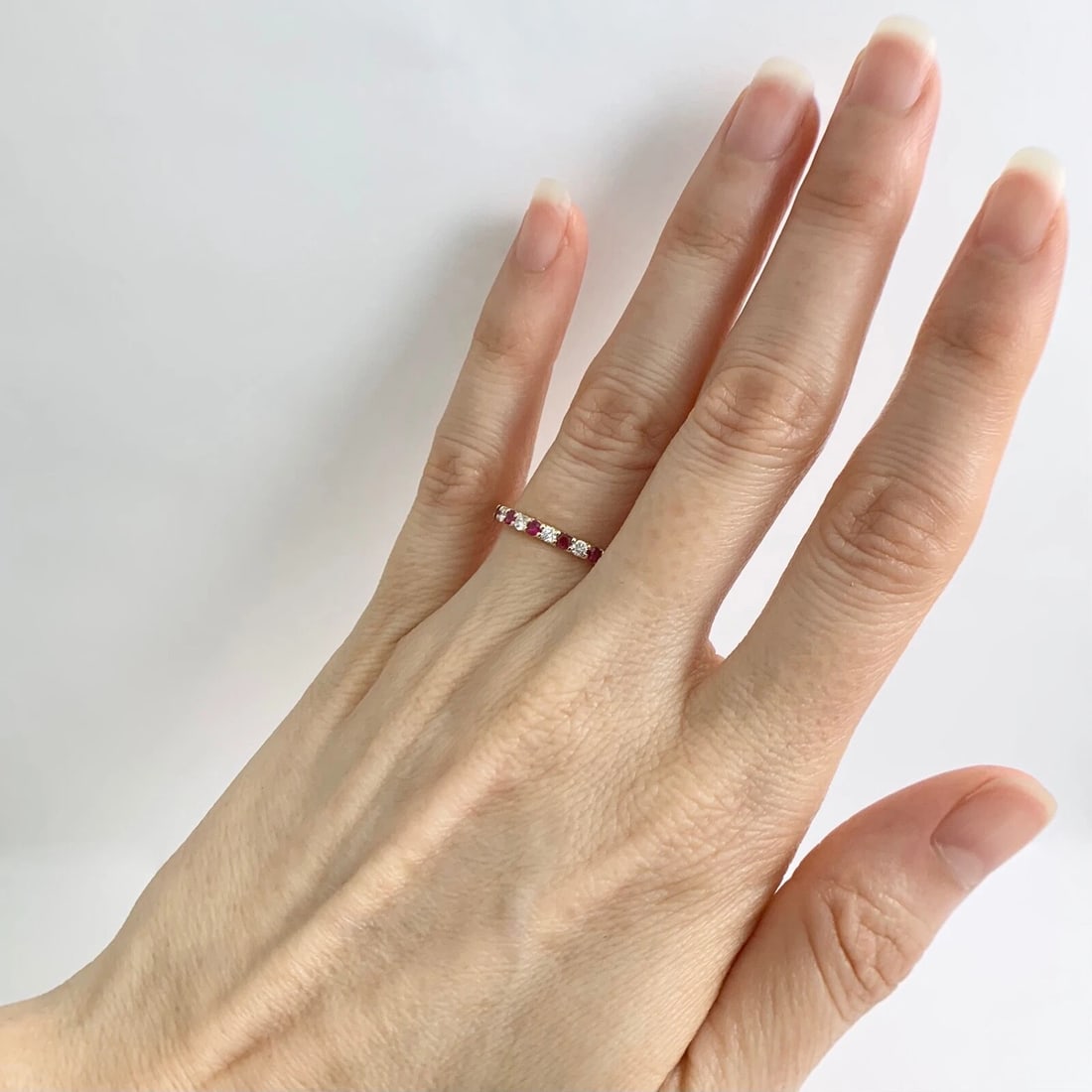 Ruby Diamond Ring Gemstone Wedding Band 14K Yellow Gold, .50 CTW - 5