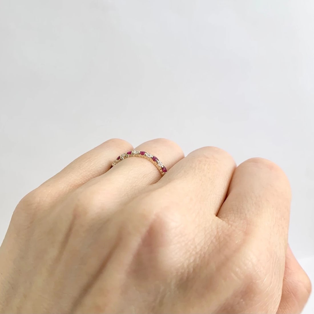 Ruby Diamond Ring Gemstone Wedding Band 14K Yellow Gold, .50 CTW - 6