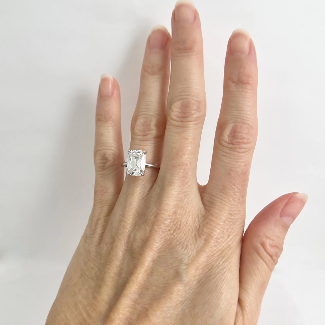 Elongate Old Mine Lab-Created Diamond Engagement Ring 14K White Gold, 3.08 CT - 2