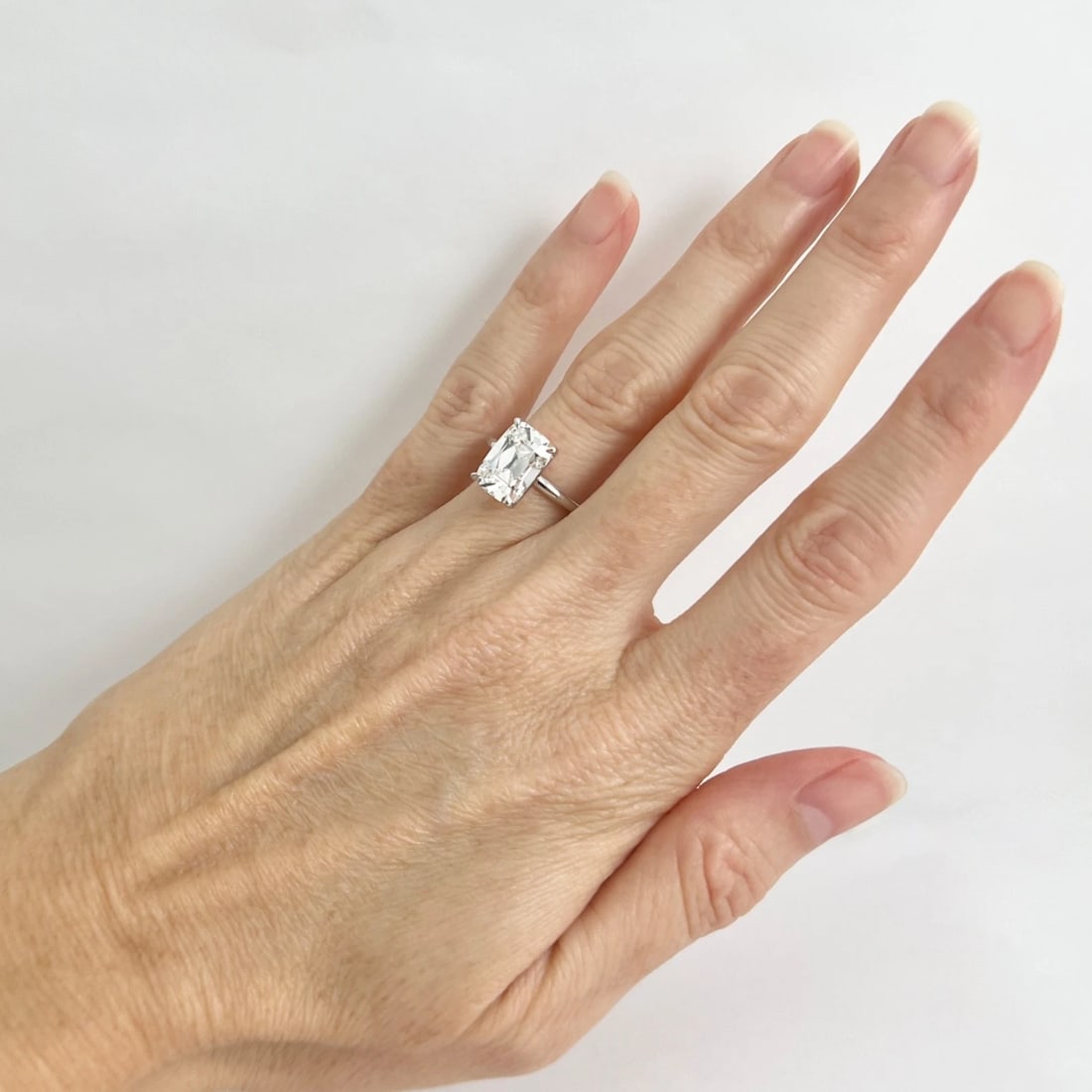 Elongate Old Mine Lab-Created Diamond Engagement Ring 14K White Gold, 3.08 CT - 4