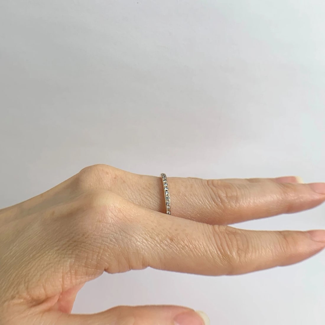 Thin Pave Diamond Wedding Band Ring 18K Pink Rose Gold .27 CTW - 4