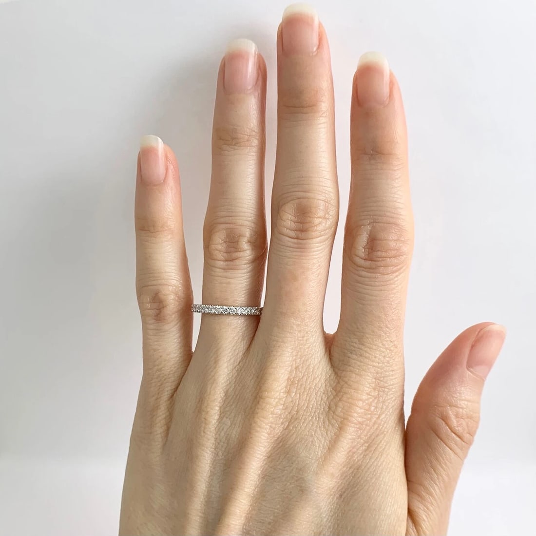 Round Diamond Eternity Ring Wedding Band 14K White Gold, Size 5.75, .68 CTW - 2