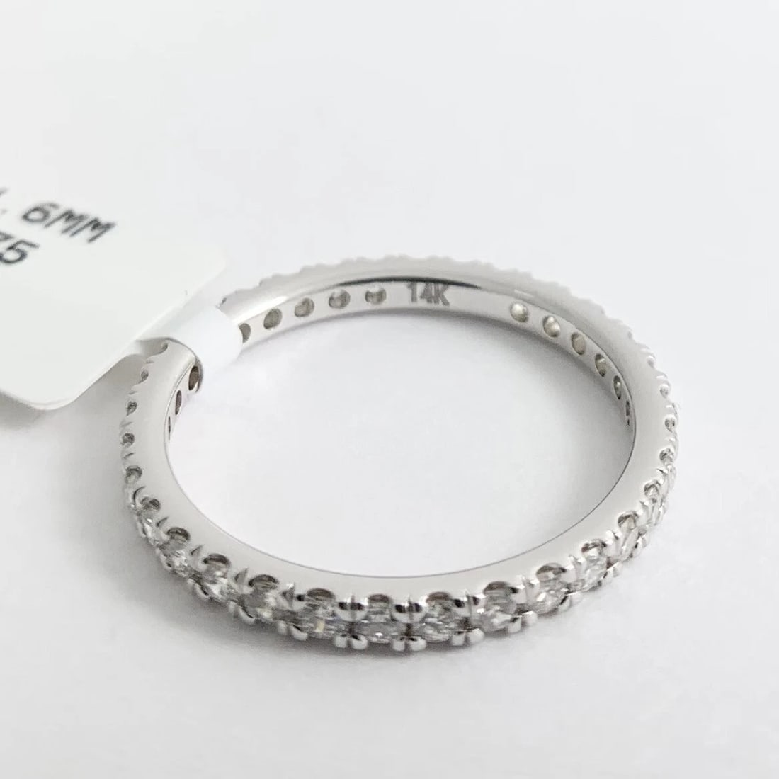 Round Diamond Eternity Ring Wedding Band 14K White Gold, Size 5.75, .68 CTW - 8