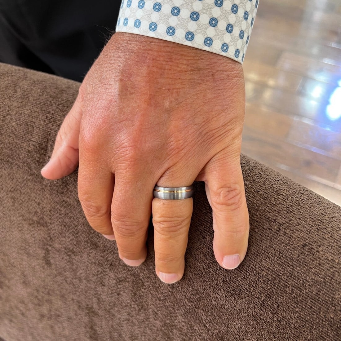 Men's Gray Gold Satin Wedding Band Ring Tungsten Carbide, Size 10, 6.5 mm - 3