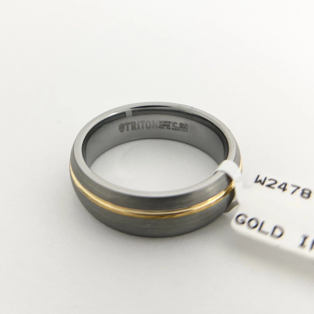 Men's Gray Gold Satin Wedding Band Ring Tungsten Carbide, Size 10, 6.5 mm - 7