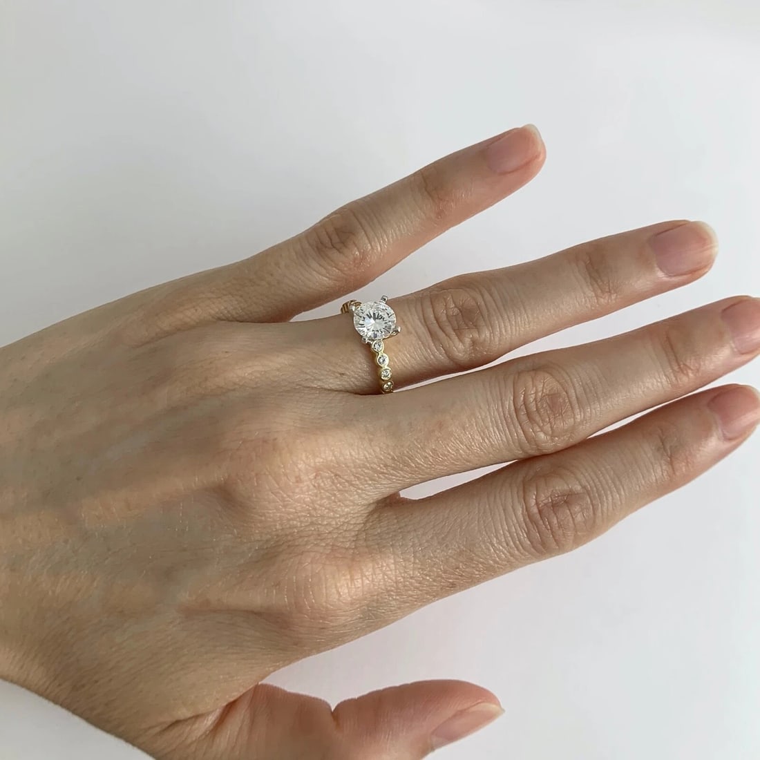 Bezel Diamond Engagement Ring Setting Mounting 18K Yellow Gold, 3.21 Grams - 8