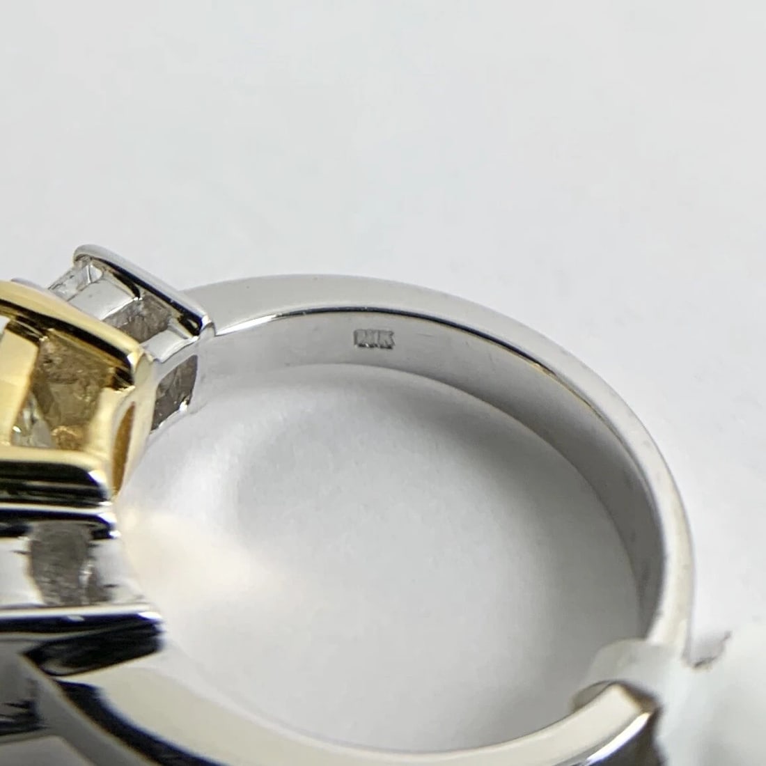 3-Stone Radiant Asscher Light Yellow Diamond Engagement Ring Platinum 2.88 CTW - 12