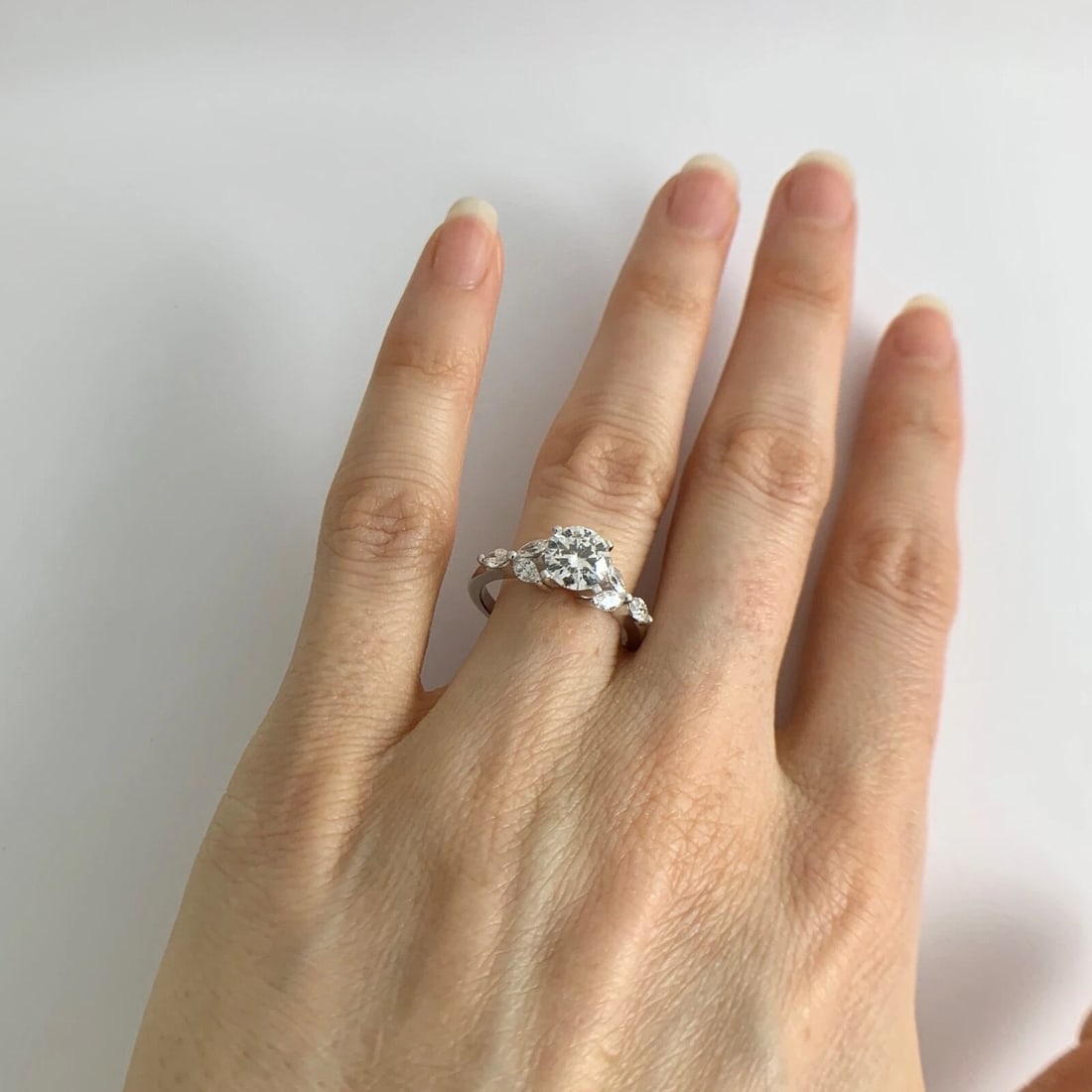 Marquise Petal Diamond Engagement Ring Setting Mounting 14K White Gold, 3.22 Gr - 6