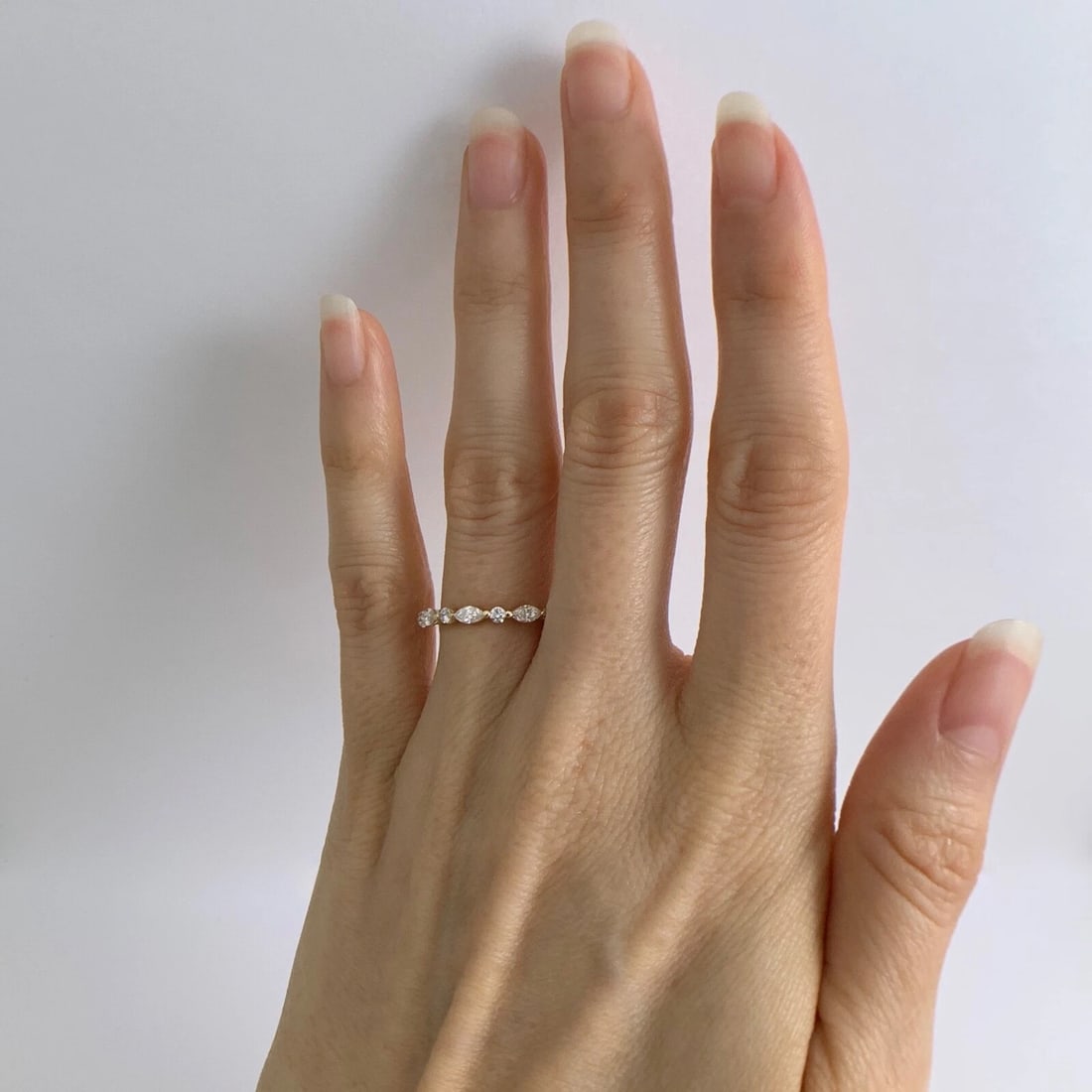 Marquise Round Diamond Eternity Wedding Band Ring 14K Yellow Gold Size 6 1.05 TW - 4