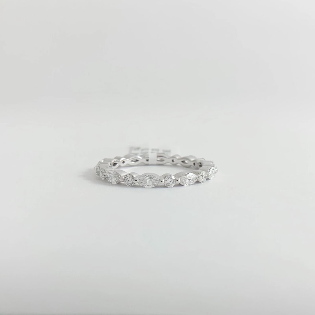 Marquise Round Diamond Eternity Wedding Band Ring 14K White Gold, 1.06 CTW - 6
