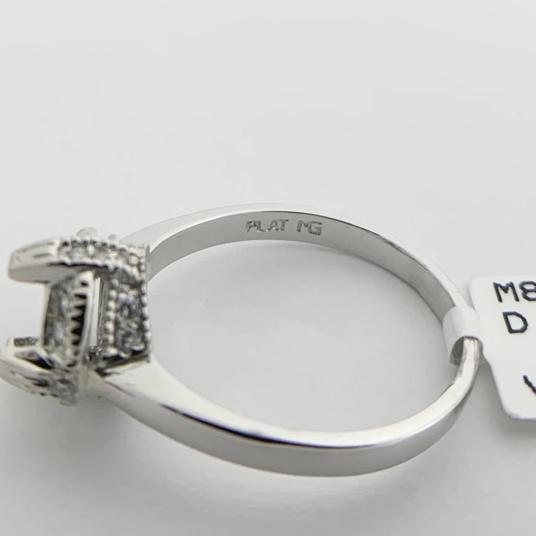 Round Pave Milgrain Diamond Engagement Ring Setting Mounting Platinum .24 CTW - 10