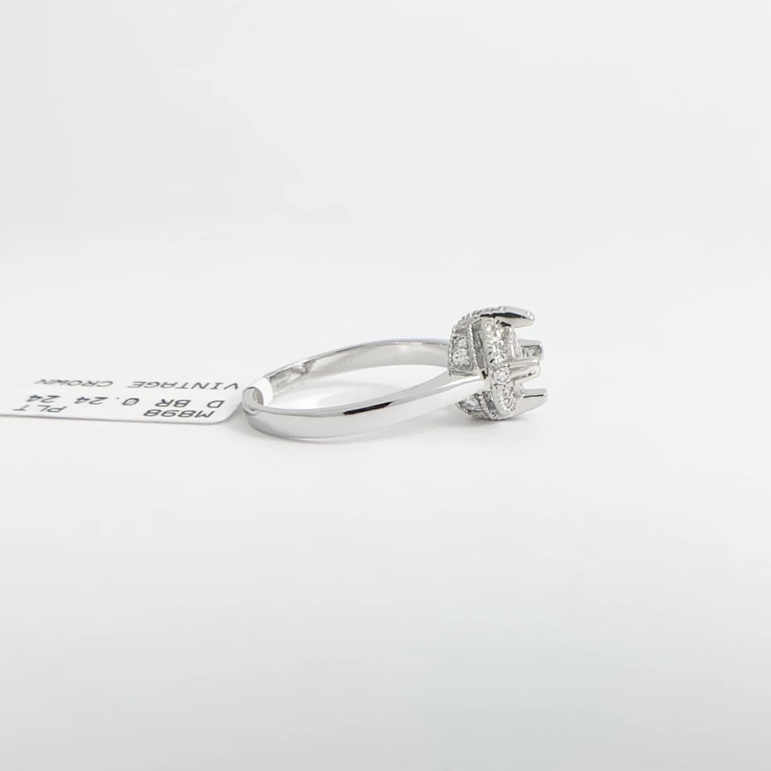 Round Pave Milgrain Diamond Engagement Ring Setting Mounting Platinum .24 CTW - 8