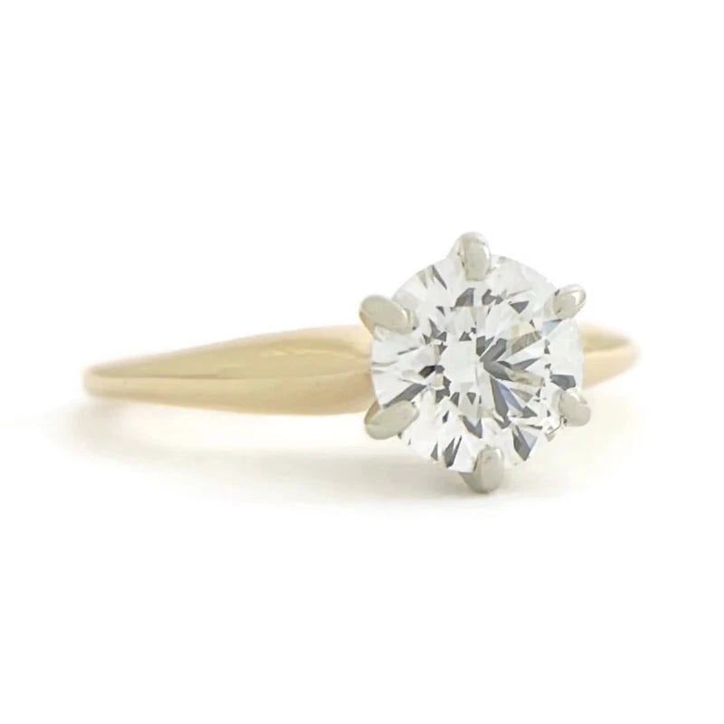 Round Solitaire 6-Prong Diamond Engagement Ring 14K Yellow Gold .80 CT: Round Solitaire 6-Prong Diamond Engagement Ring 14K Yellow Gold .80 CT This is a gorgeous diamond ring! Diamonds: 1 round brilliant cut .80 ctw, H-I, VS2-SI1 Metal: 14K yellow gold Weight: 2.21 grams