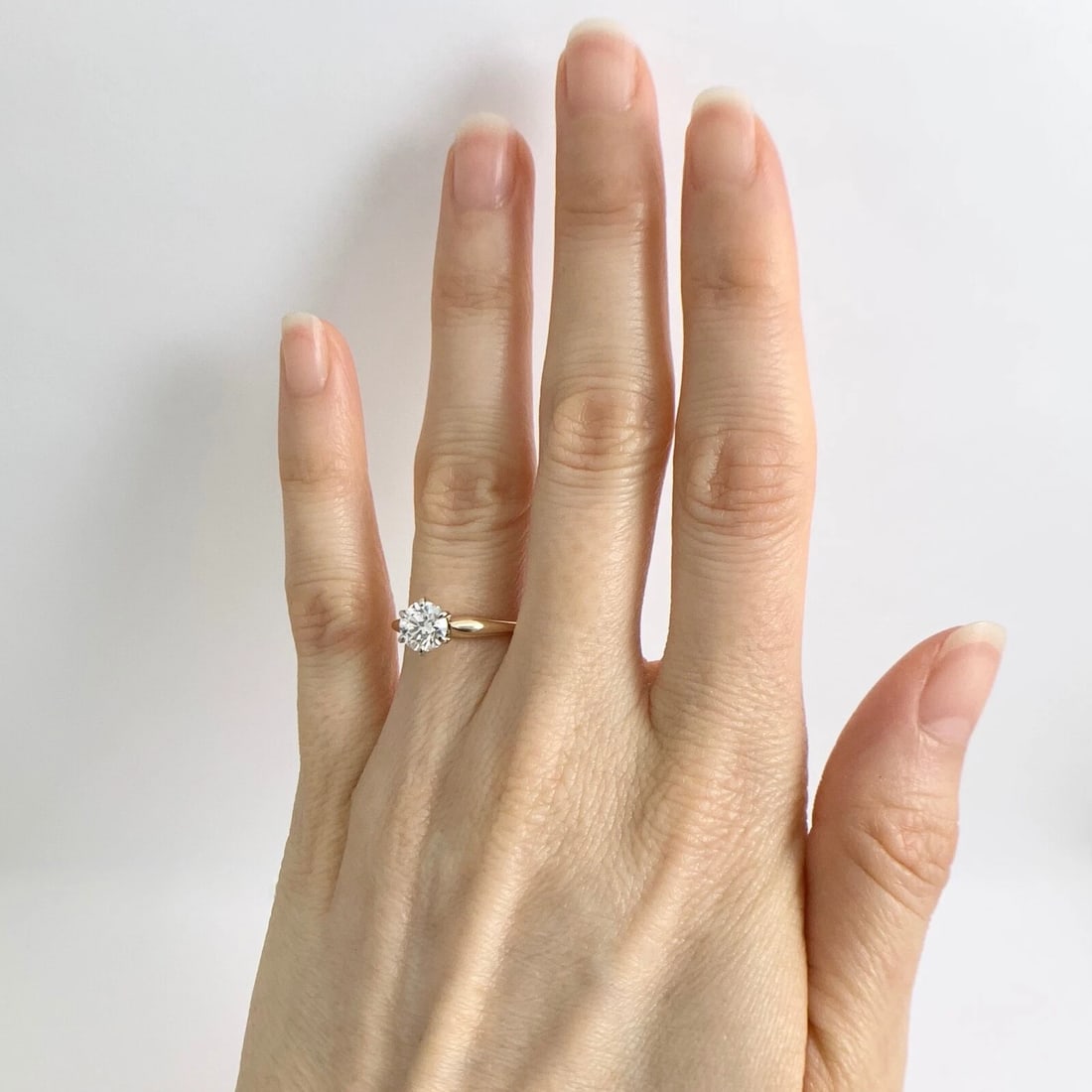 Round Solitaire 6-Prong Diamond Engagement Ring 14K Yellow Gold .80 CT - 3