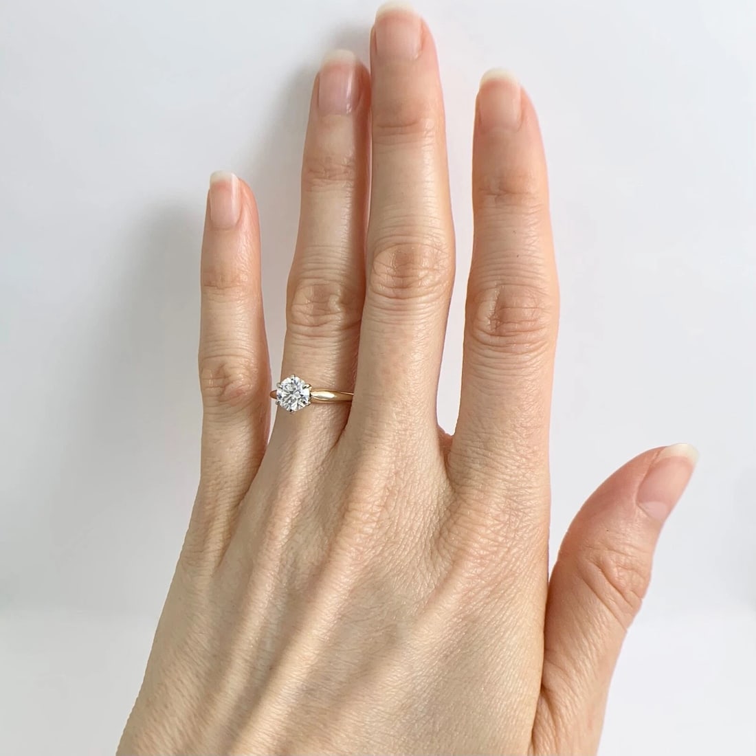 Round Solitaire 6-Prong Diamond Engagement Ring 14K Yellow Gold .80 CT - 5