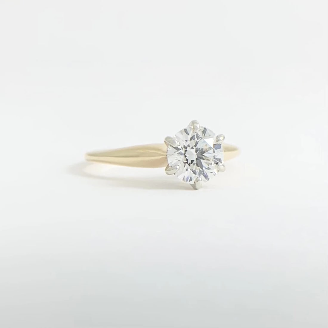 Round Solitaire 6-Prong Diamond Engagement Ring 14K Yellow Gold .80 CT - 7