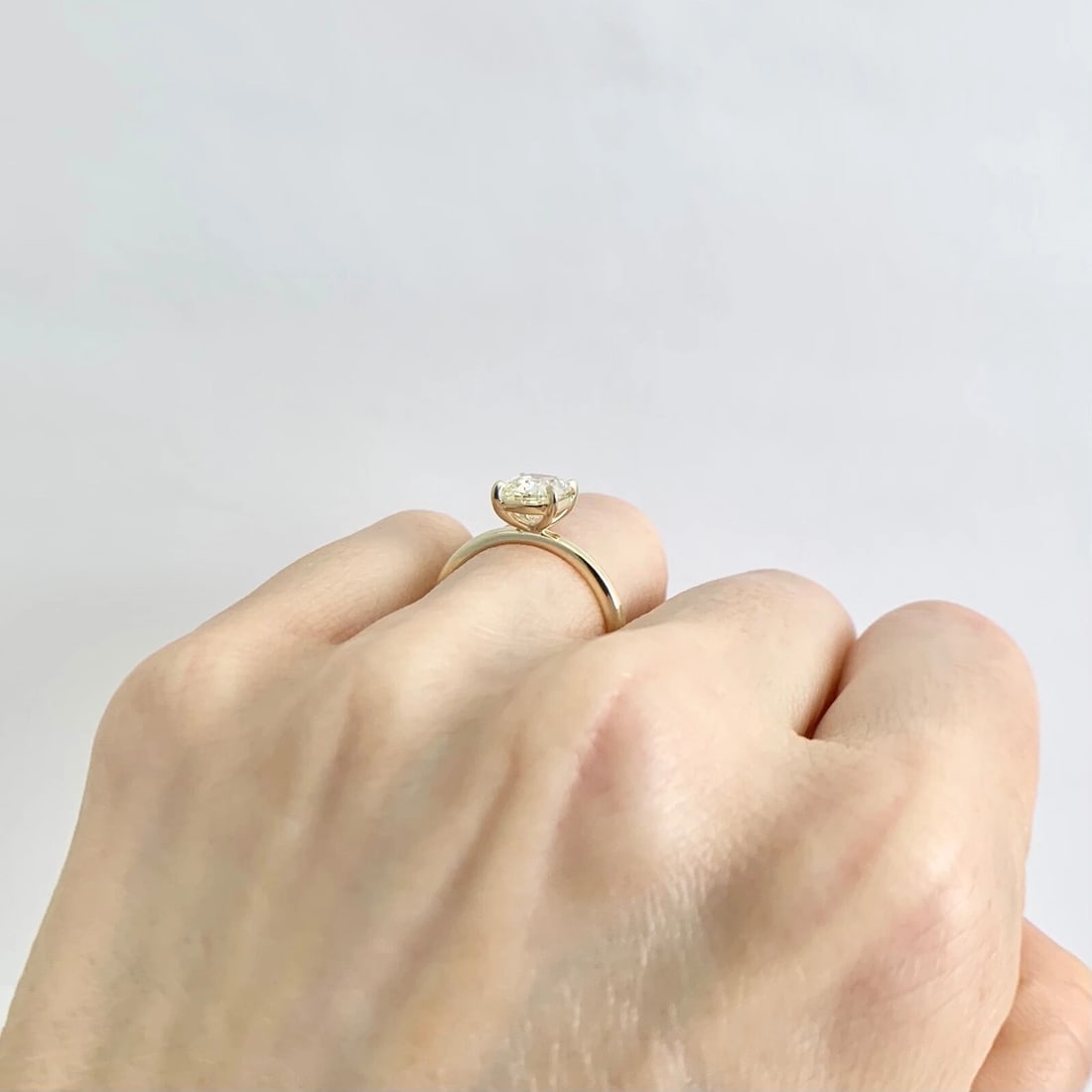 Light Yellow Cushion Solitaire Diamond Engagement Ring 14K Yellow Gold, 1.40 CT - 7