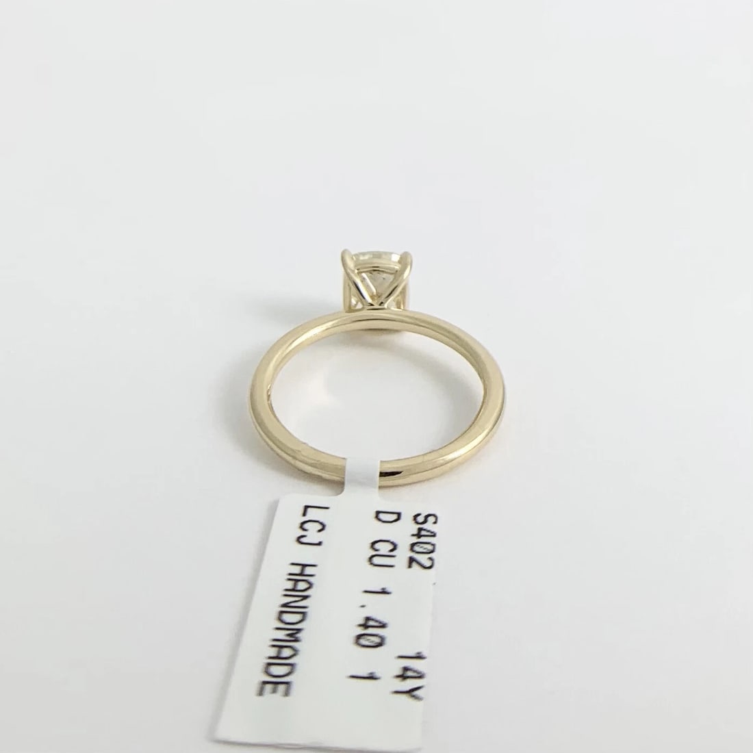 Light Yellow Cushion Solitaire Diamond Engagement Ring 14K Yellow Gold, 1.40 CT - 9