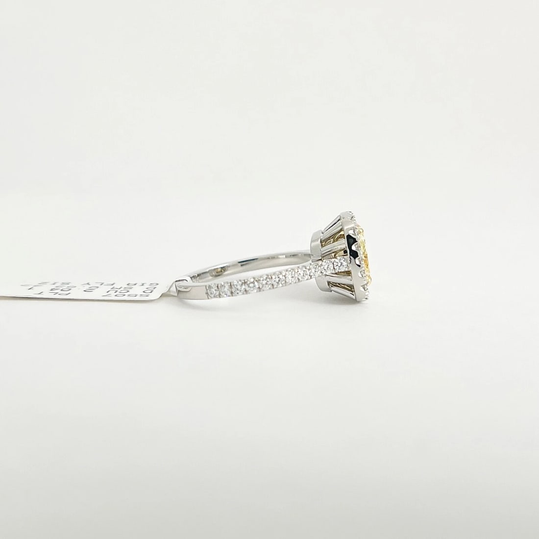 GIA Fancy Light Yellow Cushion Halo Diamond Engagement Ring Platinum, 2.67 CTW - 7