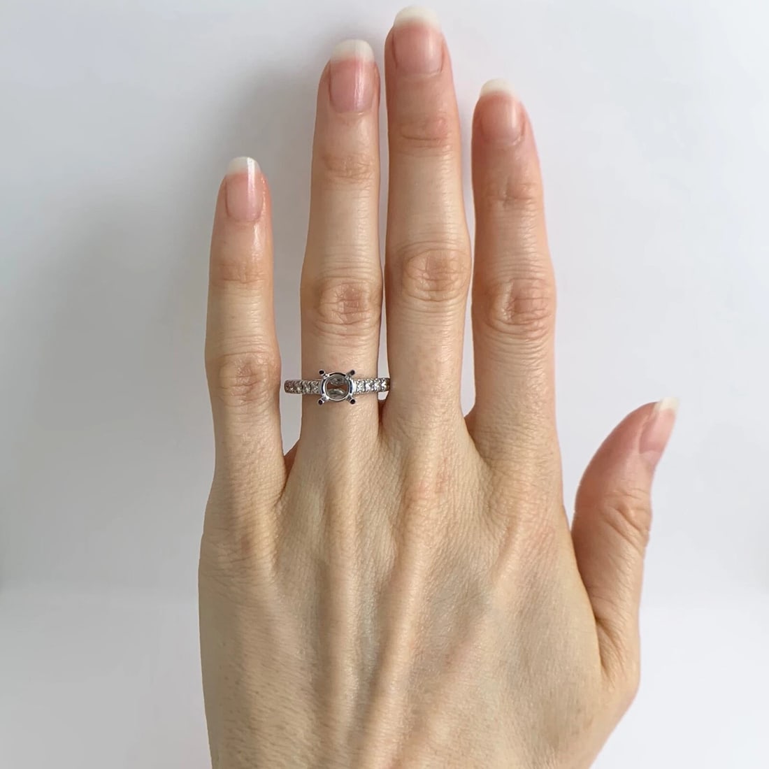 Lucida Round Diamond Engagement Ring Setting Mounting 14K White Gold .35 CTW - 2