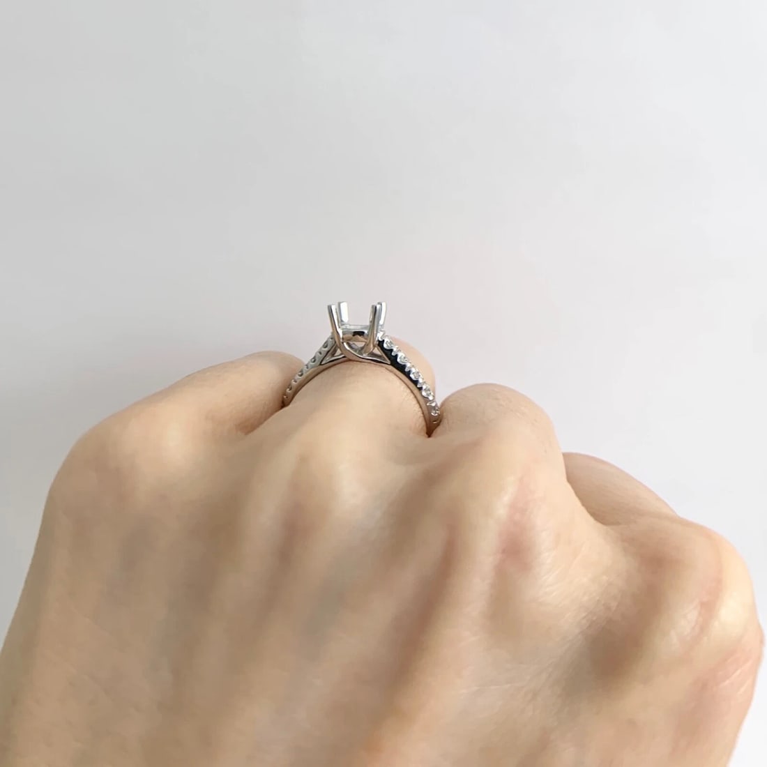 Lucida Round Diamond Engagement Ring Setting Mounting 14K White Gold .35 CTW - 4